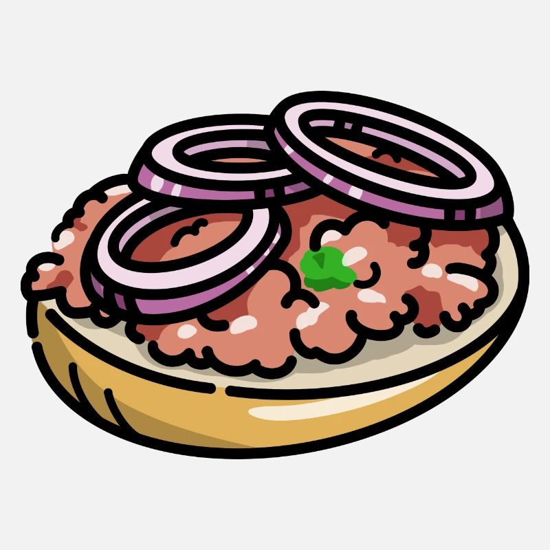 Comic Mettbrötchen Mett Hack Brötchen Zwiebeln