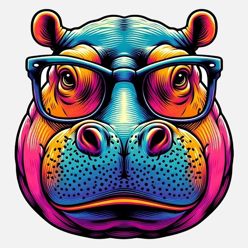 Nilpferd mit Brille