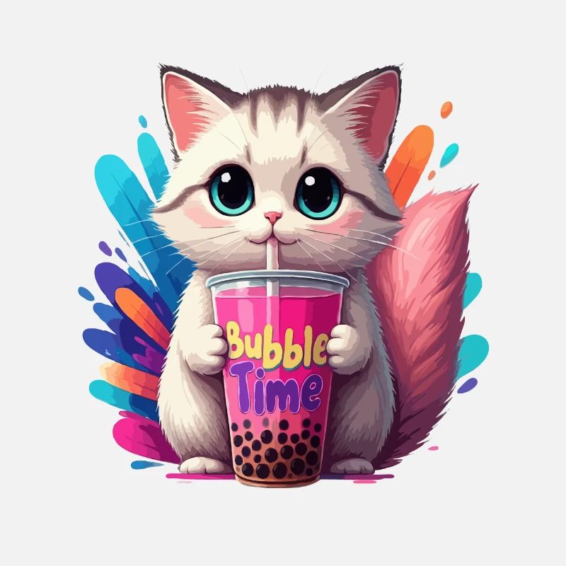 Illustration de chat avec motif de temps de bulle