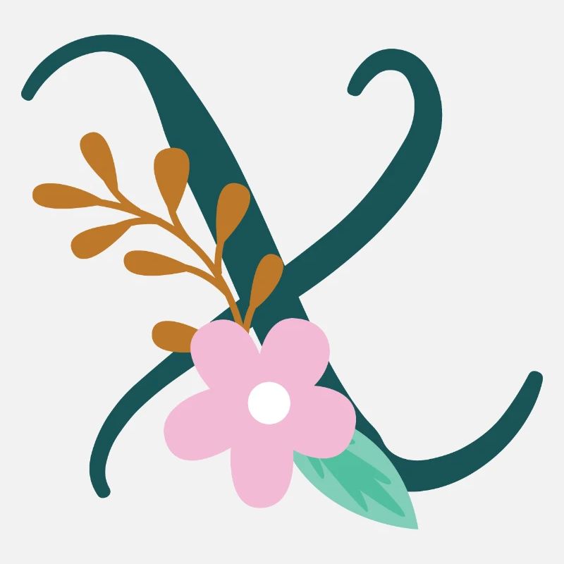 Eleganter Buchstabe 'X' mit Blumen