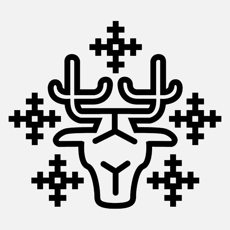 Christmas Pixel Reindeer Snowflake Lines Logo