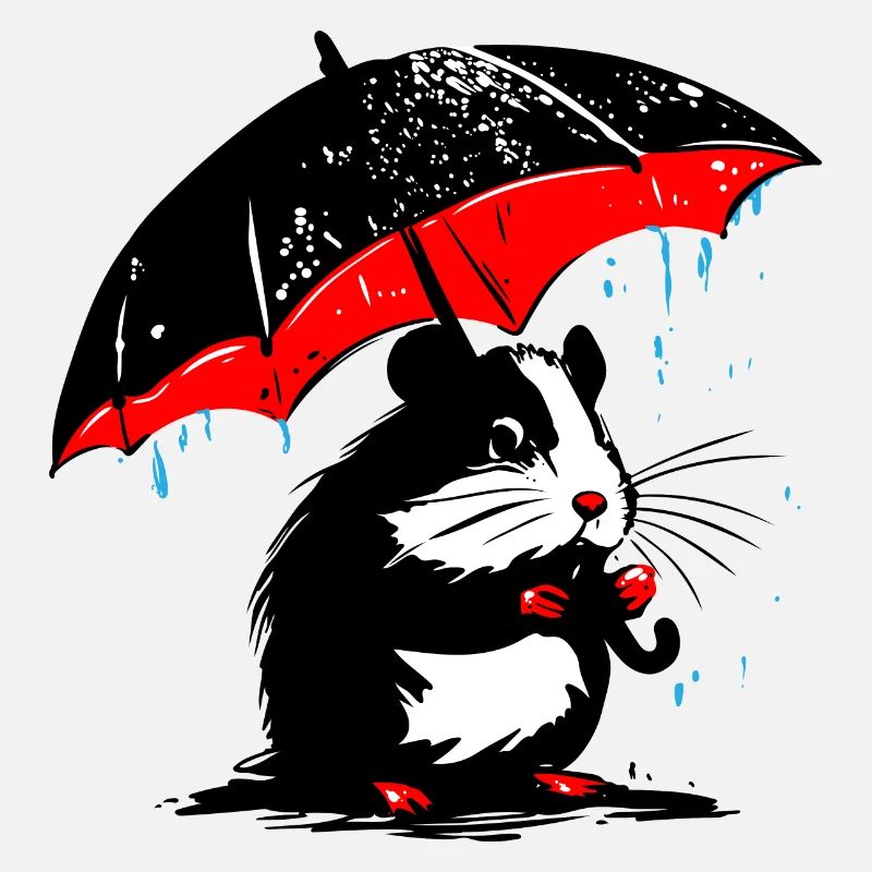 Hamster mit Regenschirm – Schmuddelwetter
