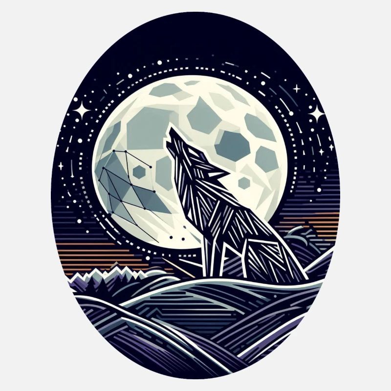 Geometric Wolf and Full Moon