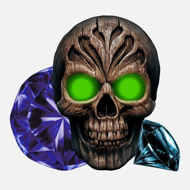 Menschenschädel, leucht augen, Brillanten, vanitas