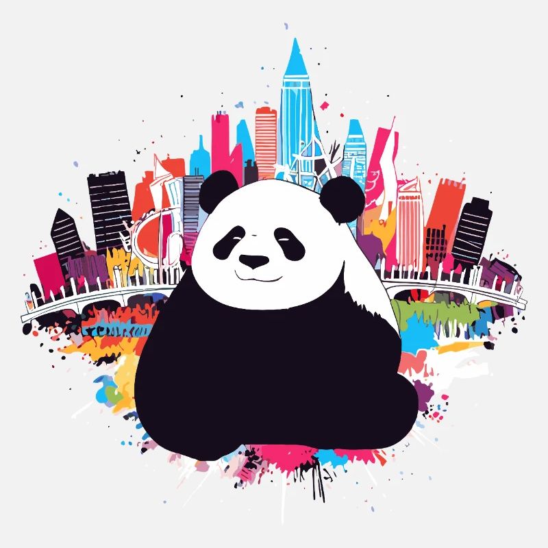 Urbane Panda Skyline Illustration