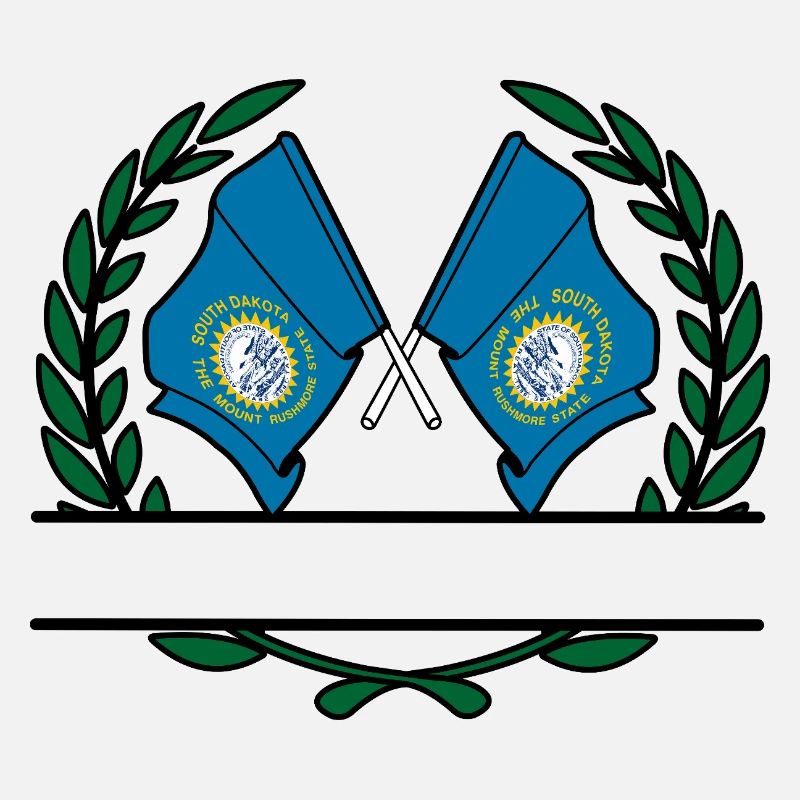 Drapeaux USA Dakota du Sud laurier couronne bannière