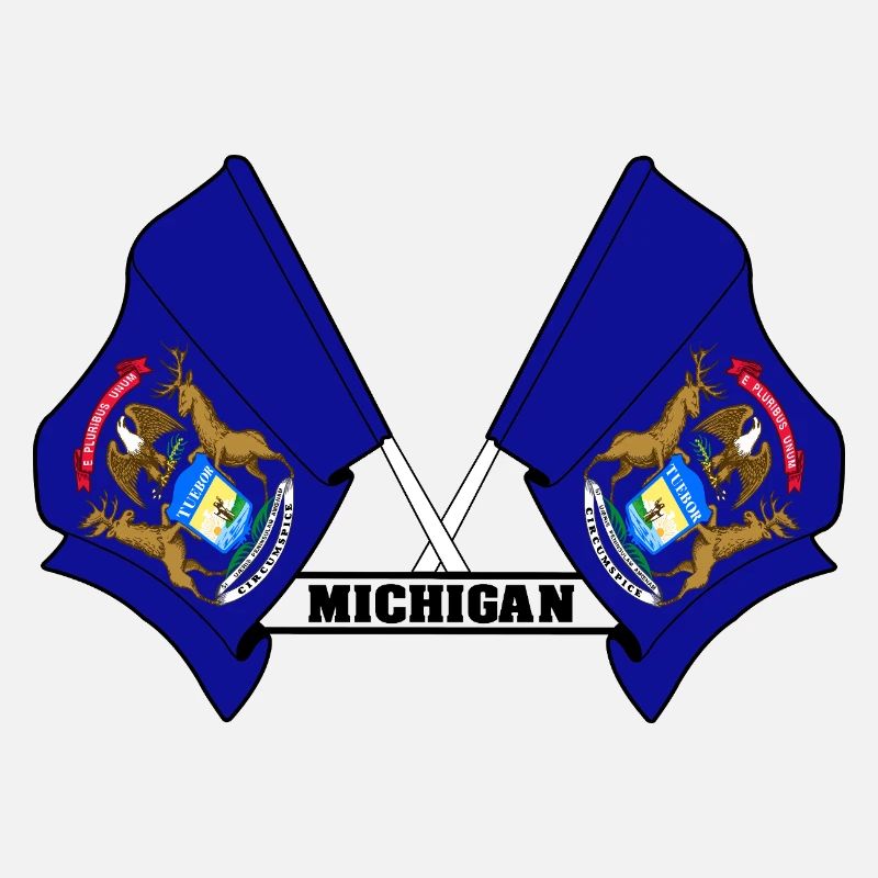 Deux drapeaux texte MICHIGAN
