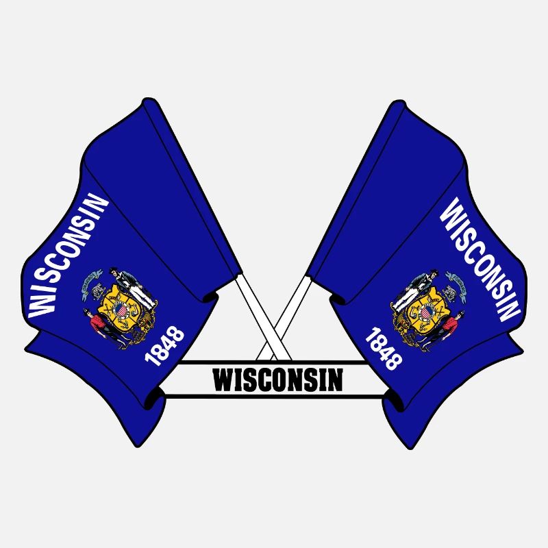 Two flags text WISCONSIN