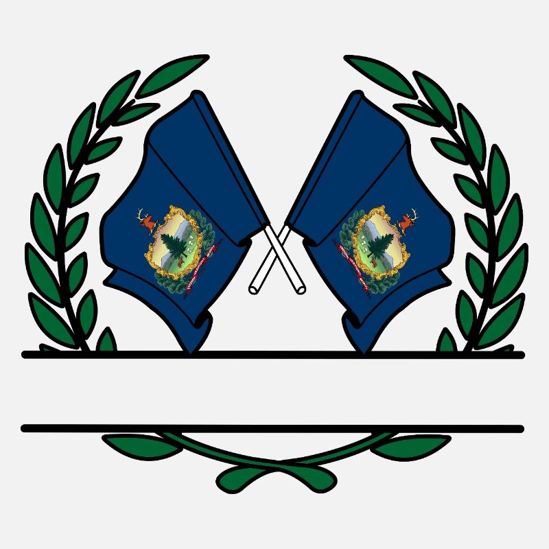 Drapeaux USA Vermont laurier couronne bannière