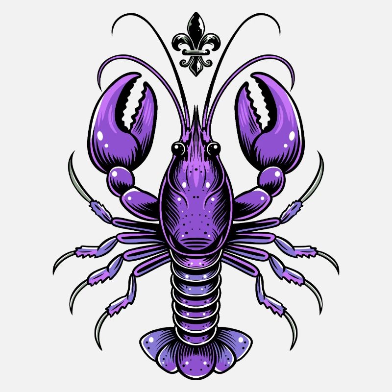 Mardi Gras crawfish with fleur-de-lis design