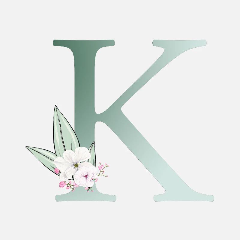 K Monogram, Floral, Personalizable