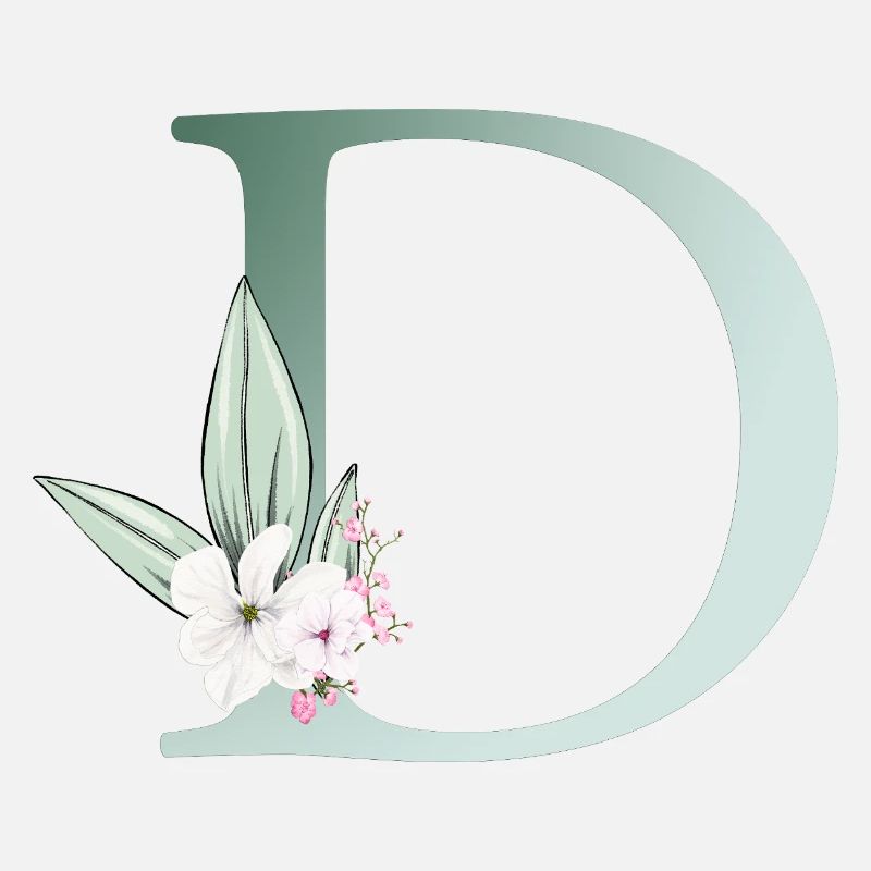D Monogram, Floral, Customizable