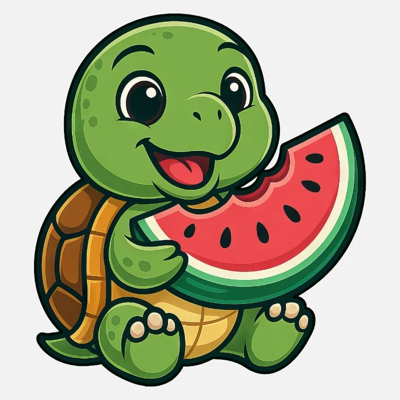 Cute turtle with melon summer design