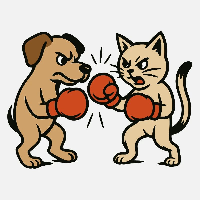 Haustier Kampf Katze Hund Boxen Boxkampf Duell