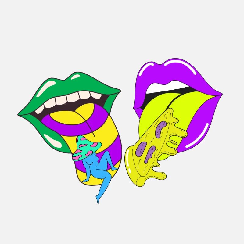 Psychedelische Lippen mit Säure und Pilzen