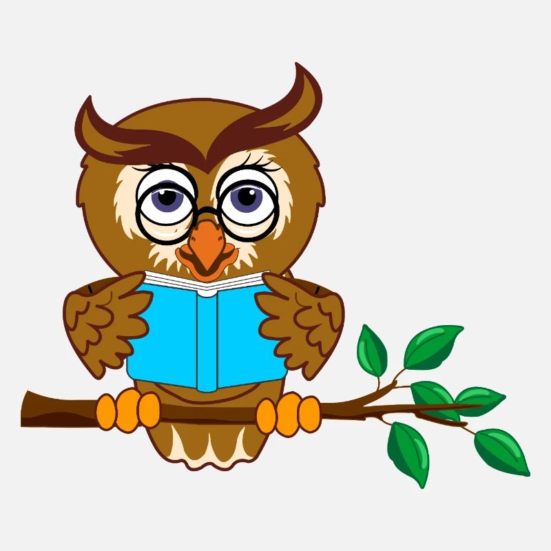 Tree Branch Owl with Blue Book