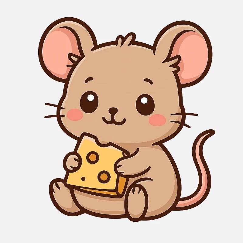 cute mouse eats a nice piece of cheese