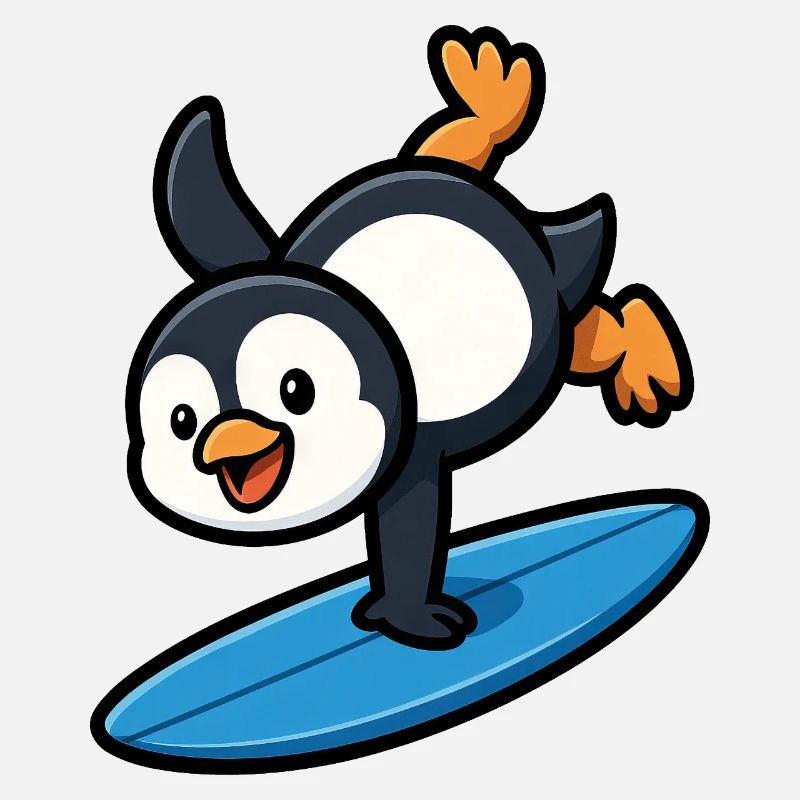 Cool Penguin Surfer Summer Pool Beach Outfit