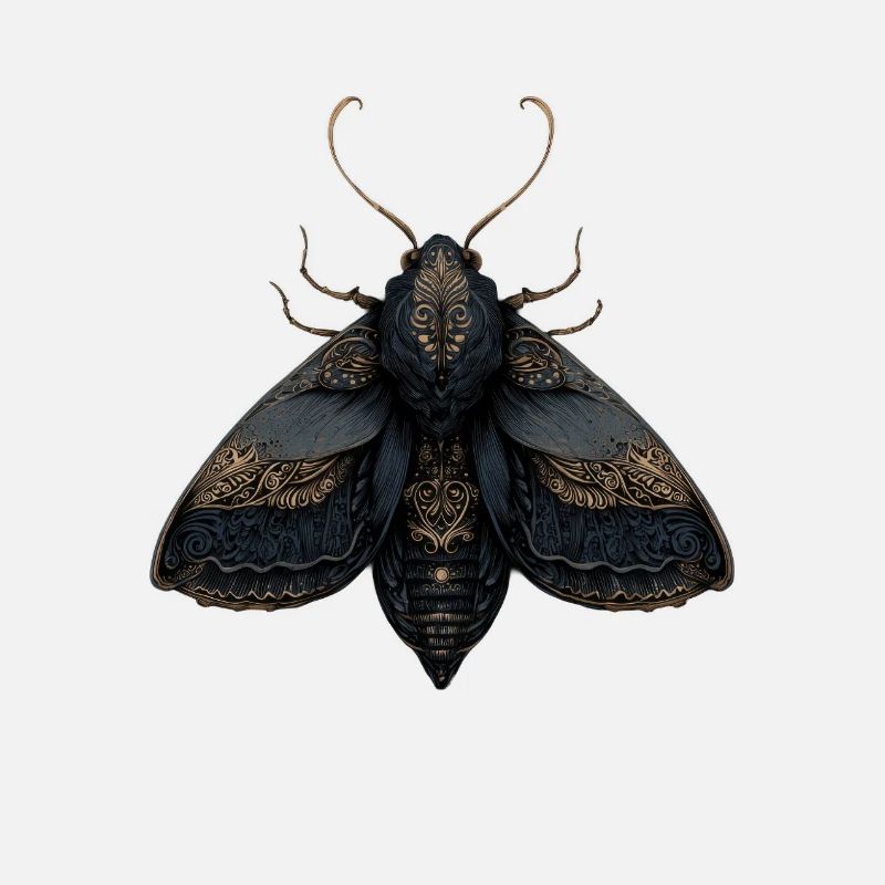 Illustration de papillon de nuit ornée avec des détails complexes