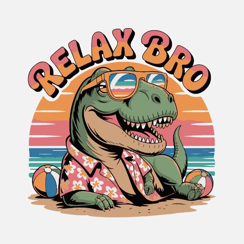 Relax Bro Dinosaur Beach Pattern