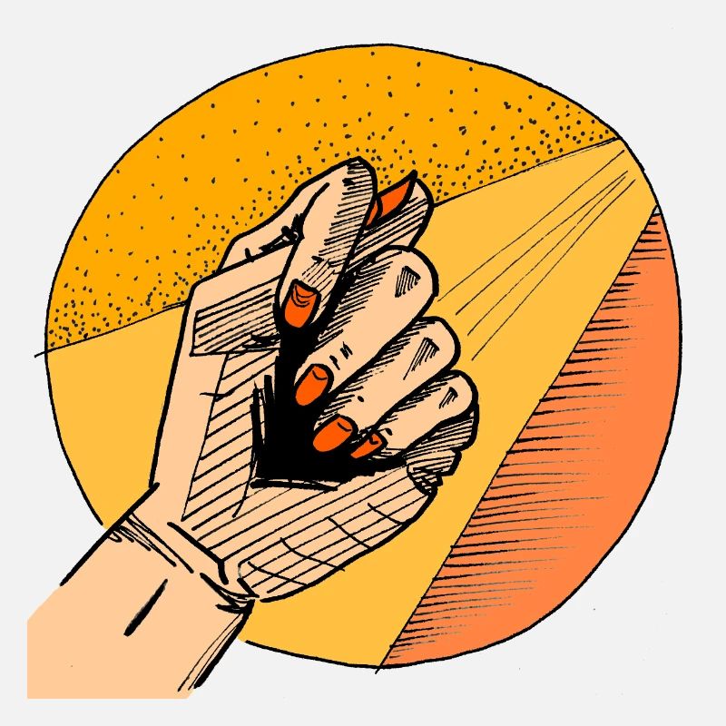 Kraftvolle Handbewegung im Retro Design
