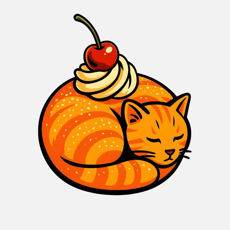 Orange Katze und Kirschen Illustration