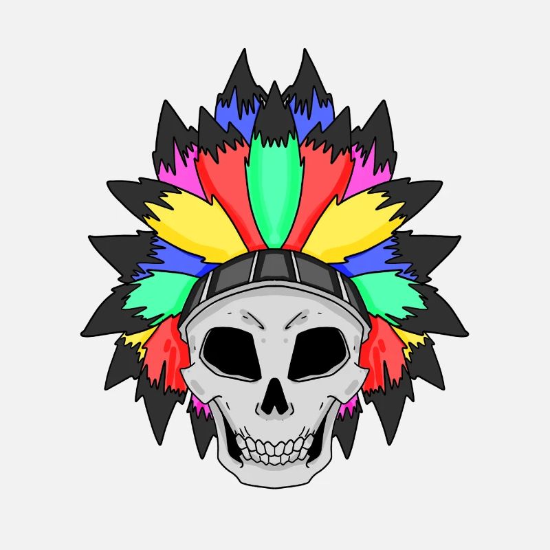 Coloured skull with feather crown