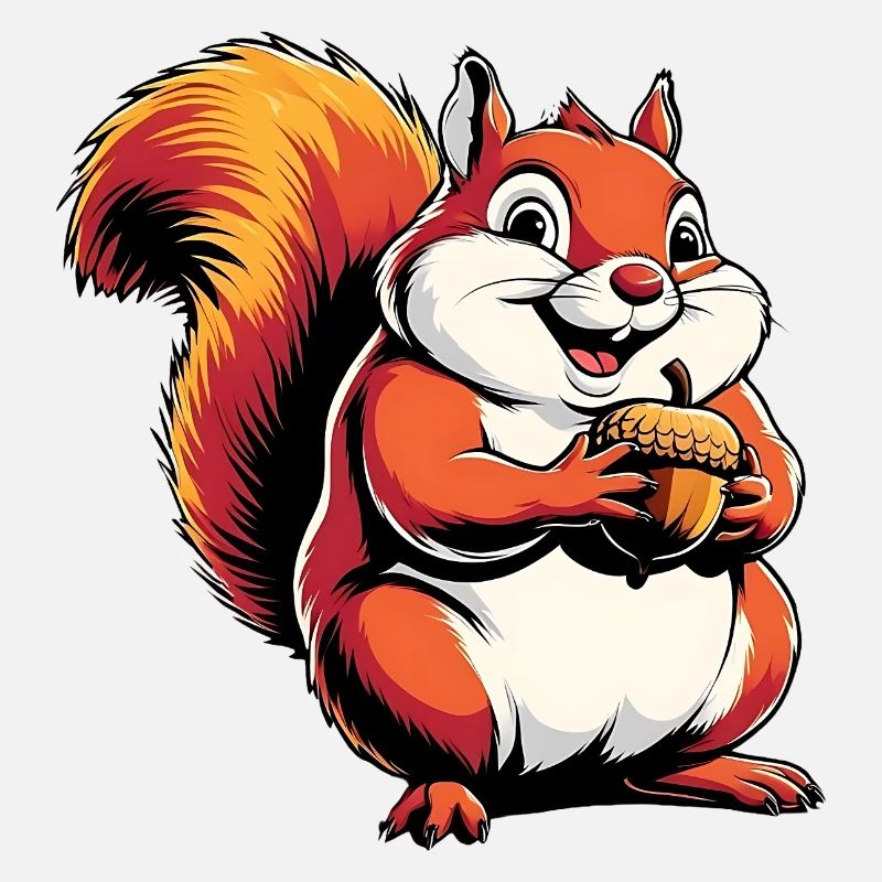Witziger Eichhörnchen CartoonMit Eichel