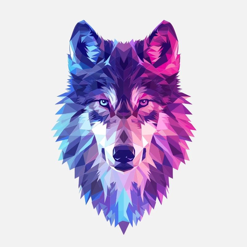 Geometric wolf in neon colors