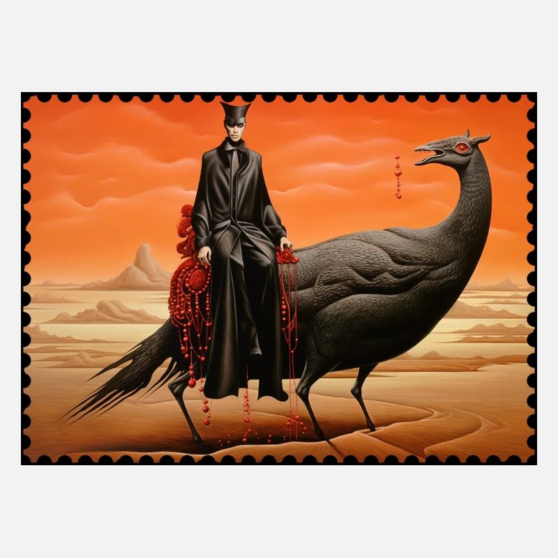 Mystical creature with dark mannequin surreal