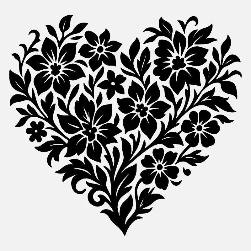 Abstract Flower Heart, Floral Vine Color Variable