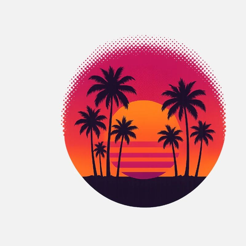 Tropical sunset with palm trees
