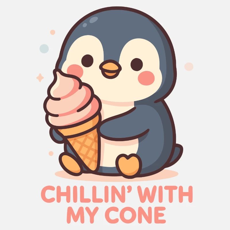 Pingouin mignon avec un design de cornet de glace