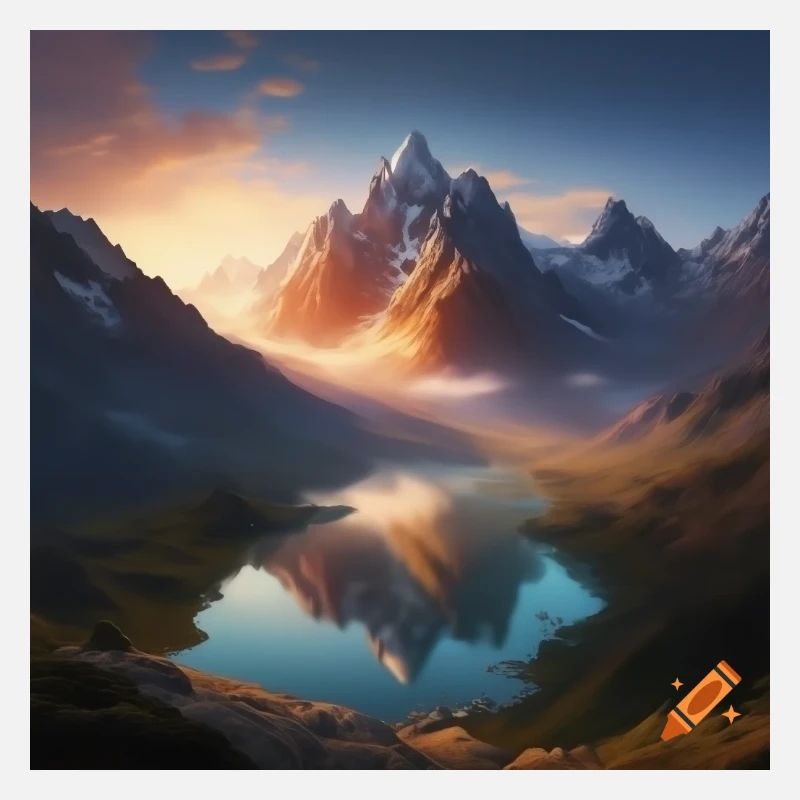 Montagnes enneigées au coucher de soleil