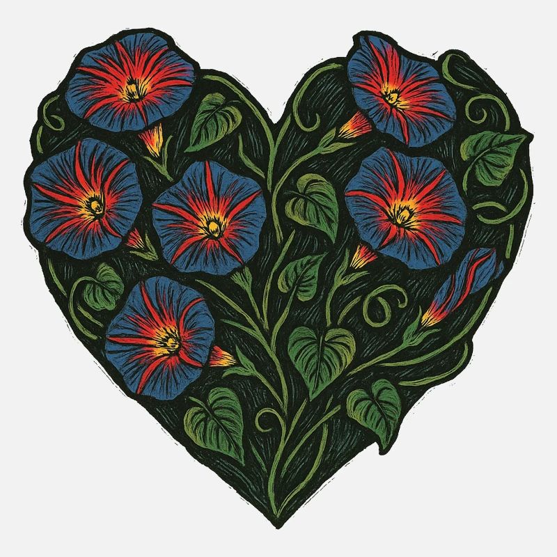 Herzförmiges Blumenmuster mit Prunkwinden