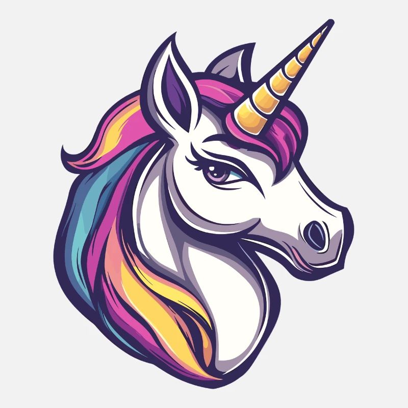 Illustration de tête de licorne colorée