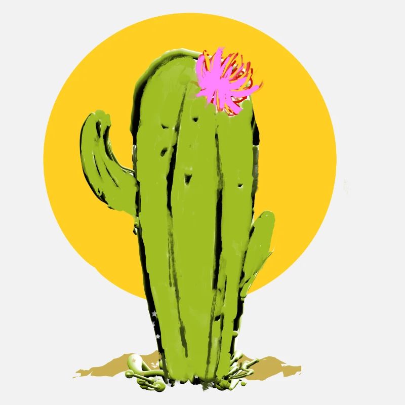 Cactus avec fleur abstraite