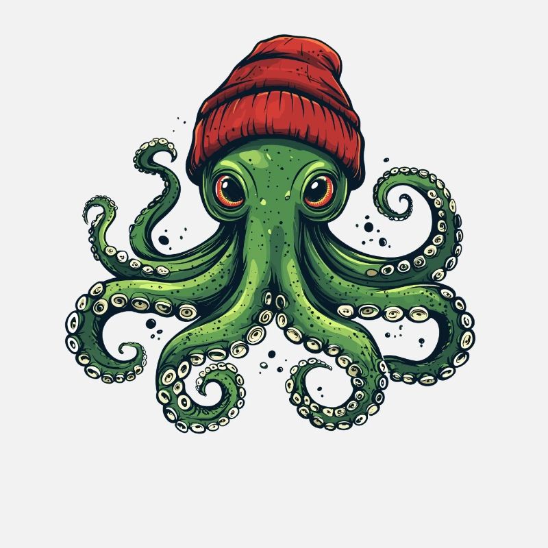 Octopus with red hat