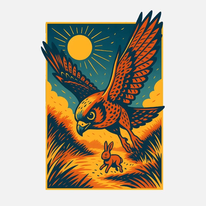Majestic Hawk Hunting Bunny 