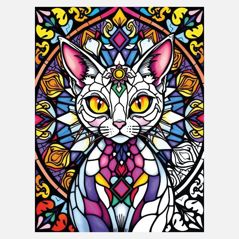 Katze im Buntglas-Mosaik