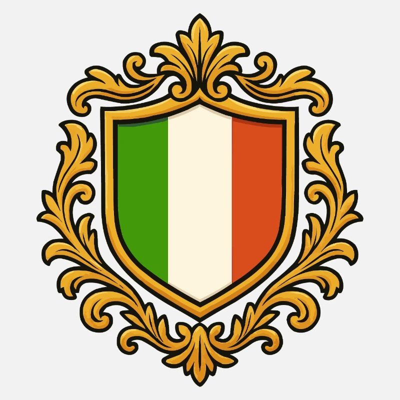 Drapeau de l’Italie dans un cadre baroque