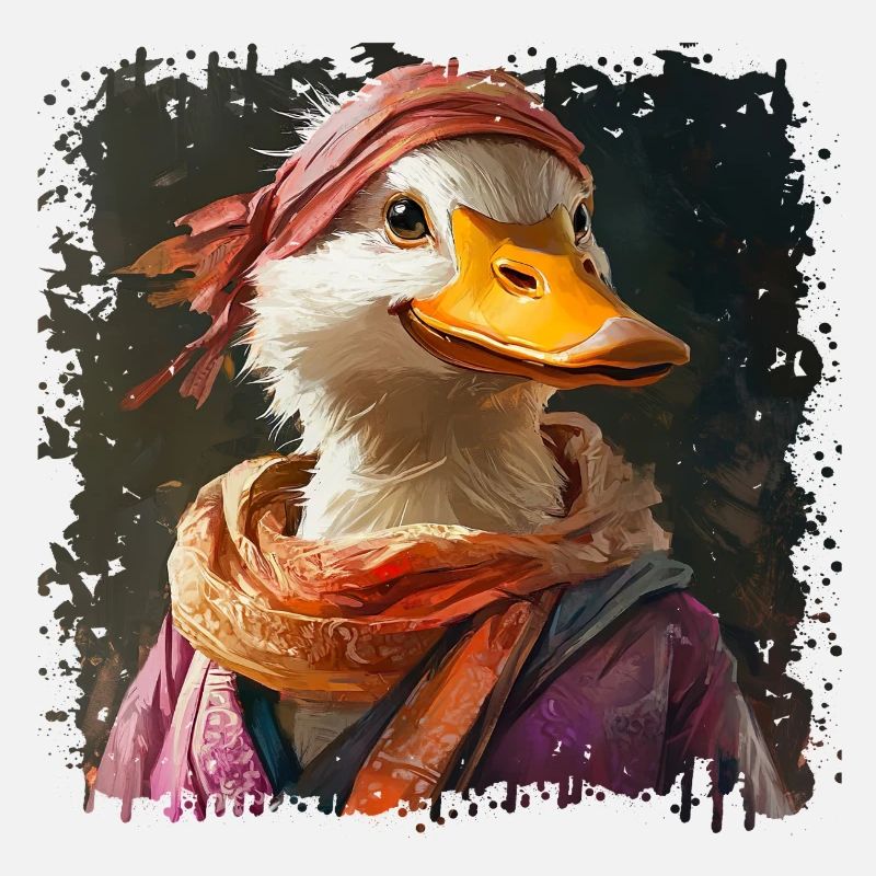Canard anthropomorphe avec écharpe colorée