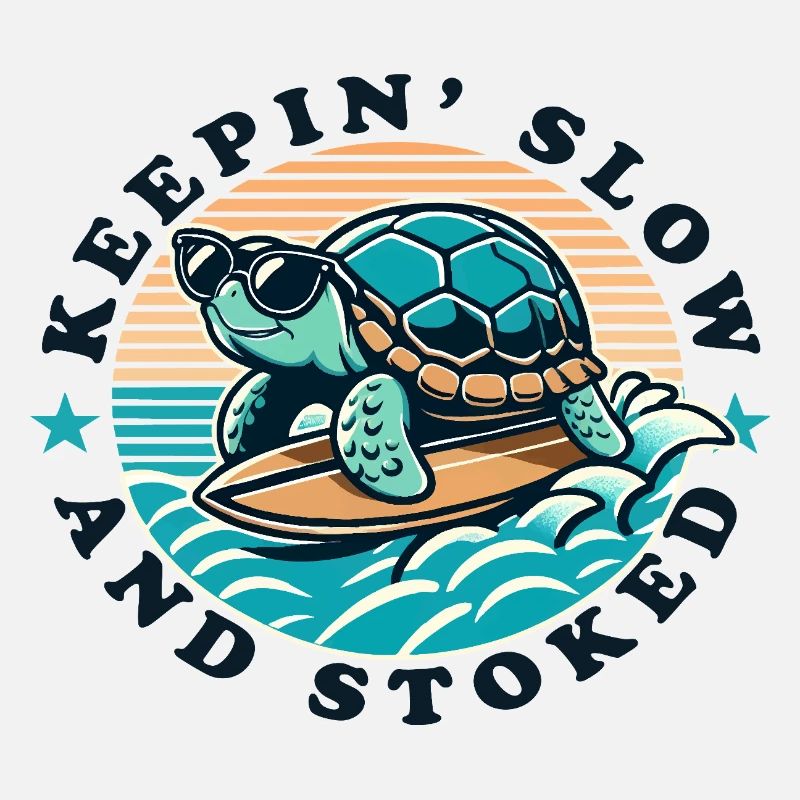 Surfing Turtle Keepin Slow and Stoked