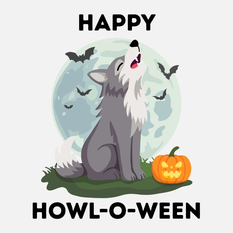 Happy Howl-o-ween – Wolf Halloween Pun