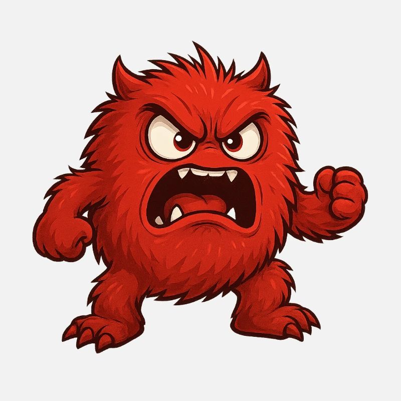 Dessin animé de monstre de rage rouge