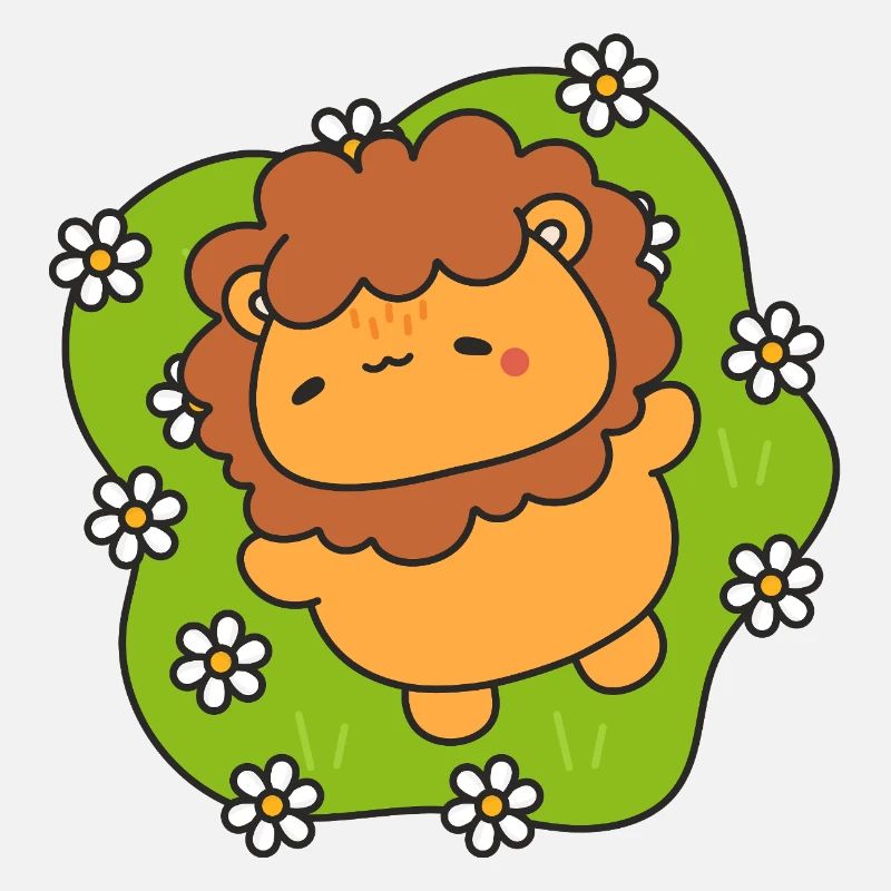 Lionceau joyeux sur gazon fleuri