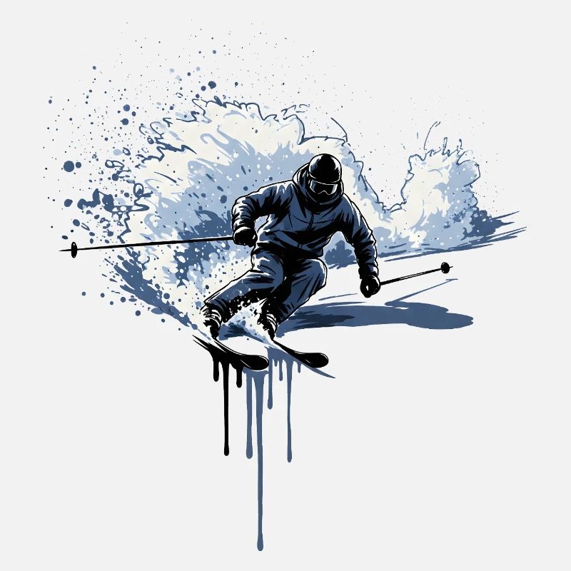Ski Freeride Deep Snow Art Splash Effect
