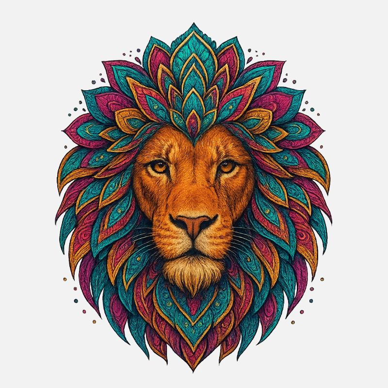 Mandala-Löwe – bunter Kopf