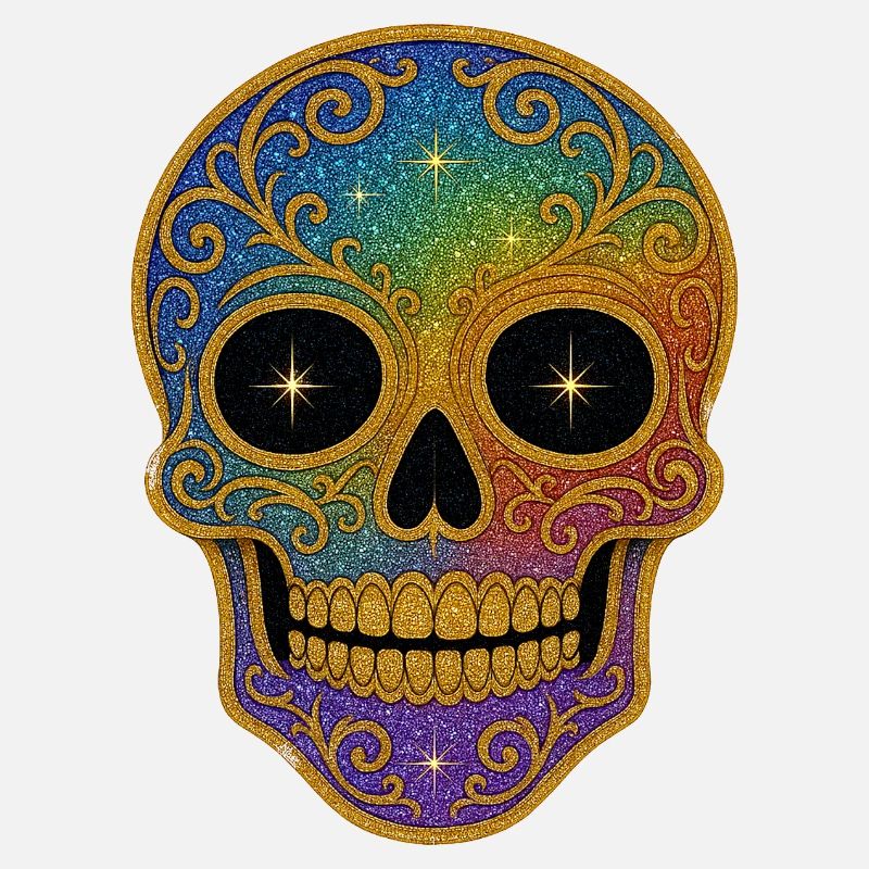 Rainbow Glitter Sugar Skull