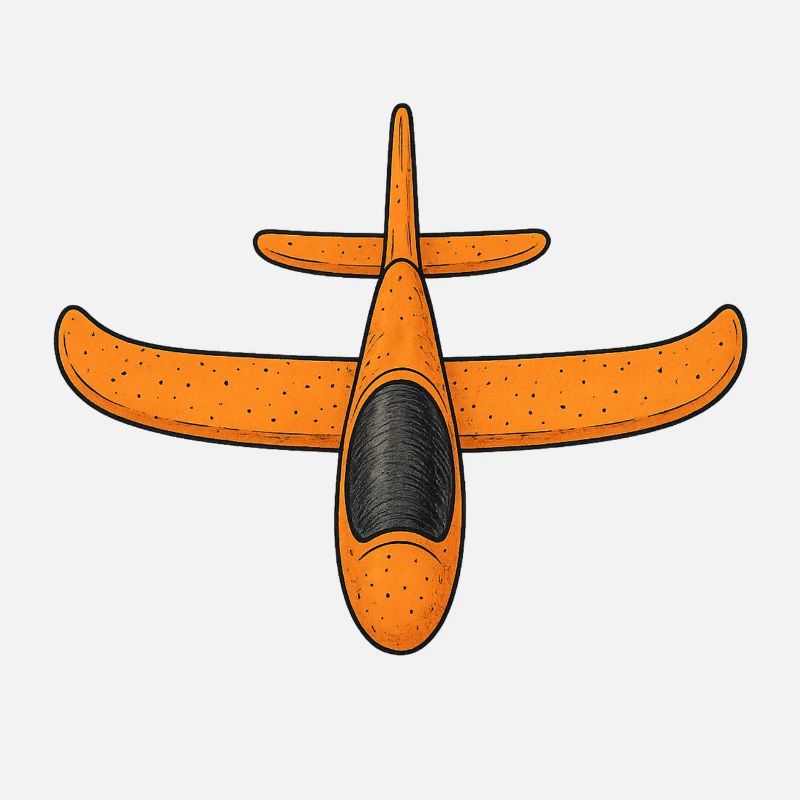 Orangener Flieger Topdown Illustration